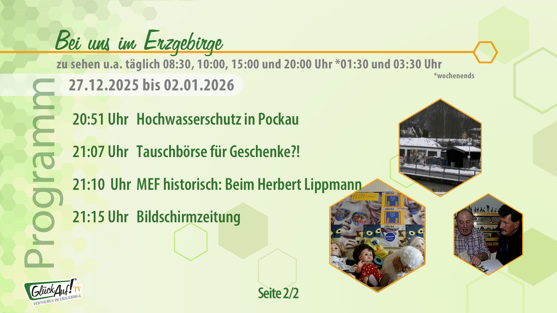 Bei uns im Erzgebirge für die 1. Kalenderwoche vom 27. Dezember 2025 bis 02. Januar 2026 Bei uns im Erzgebirge für die 1. Kalenderwoche vom 27. Dezember 2025 bis 02. Januar 2026